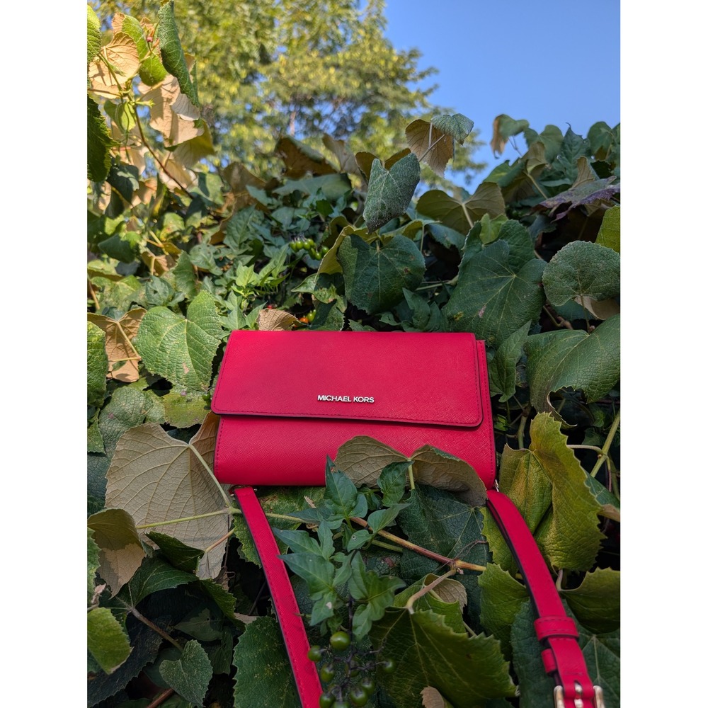Michael‎ Kors Red Crossbody Bag, Chain Strap, Wallet On Chain